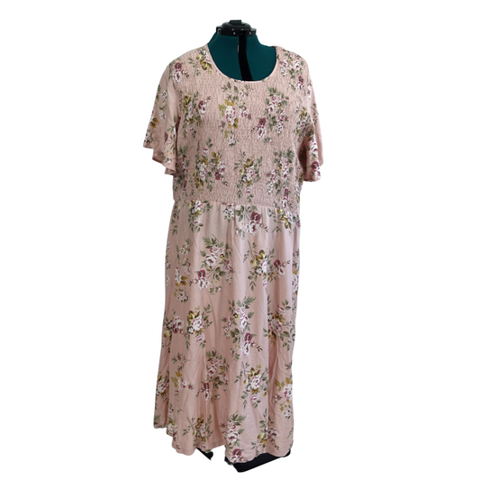 Vintage Light Pink Floral Ankle Length Dress