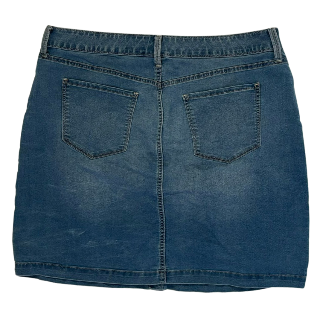 Medium Wash Denim Button Front Skirt