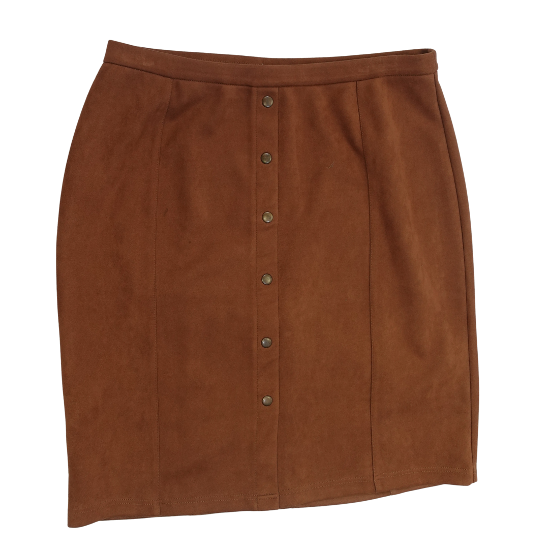 Brown Faux Suede Skirt