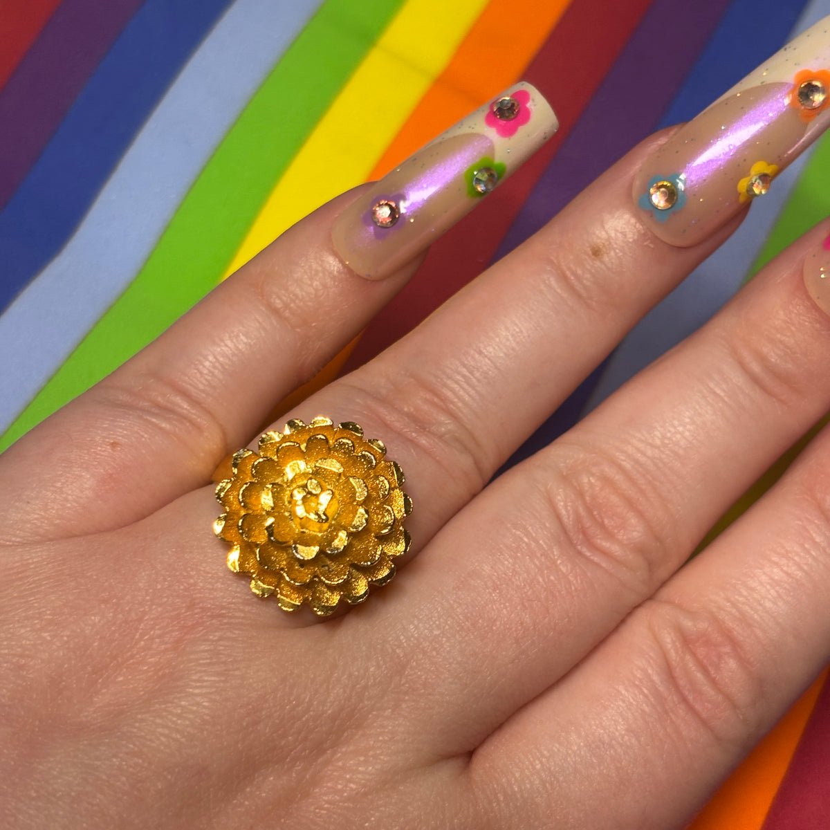 Gold-Toned Flower Statement Ring