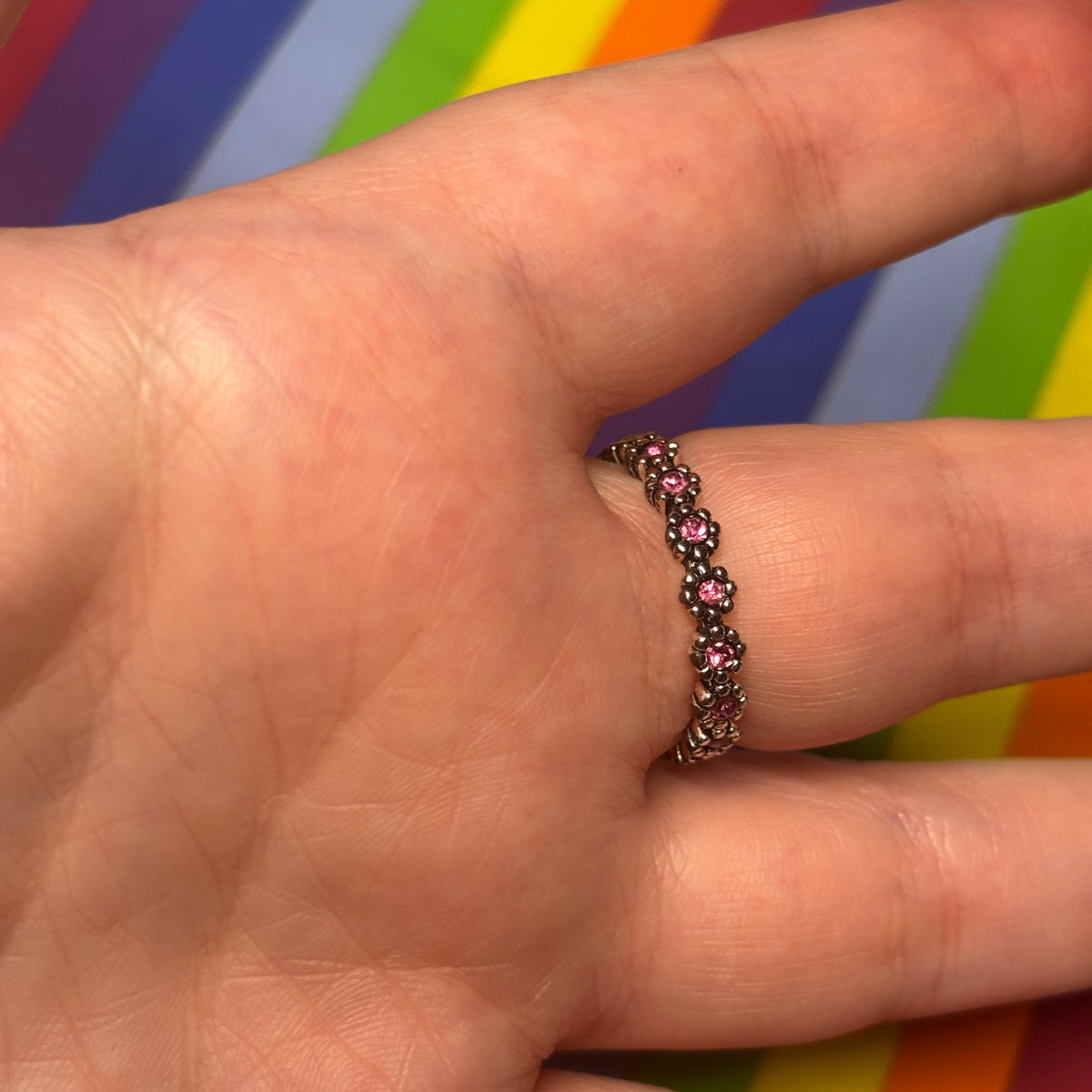 90s Silver Flower Band Ring