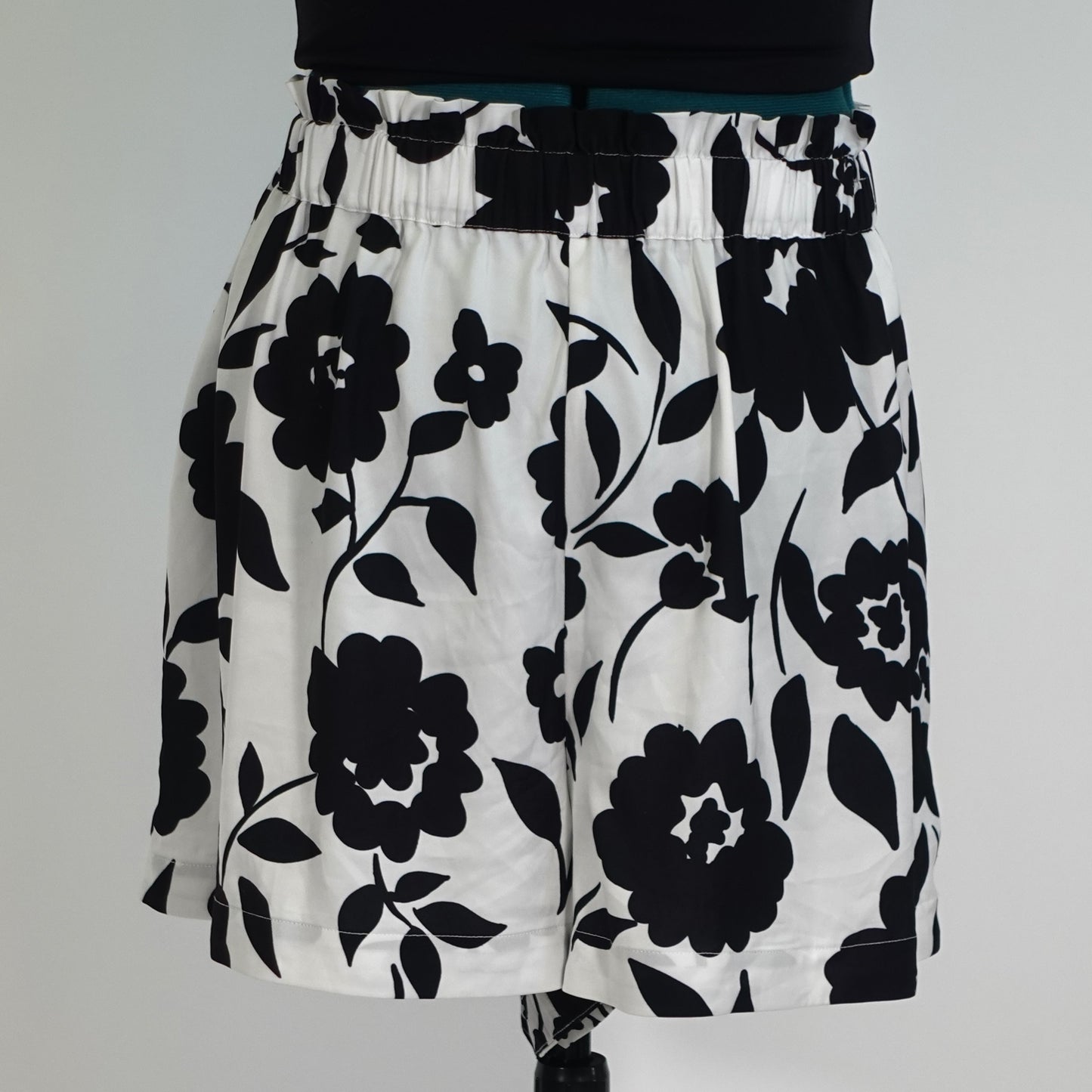 Black and White Floral Print Shorts