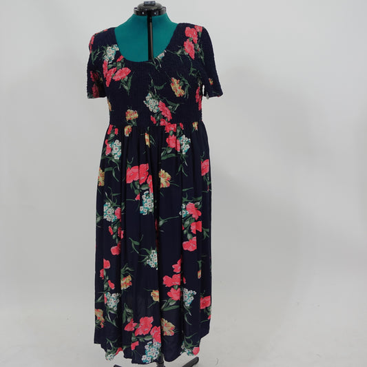 Vintage Navy Floral Ankle Length Dress