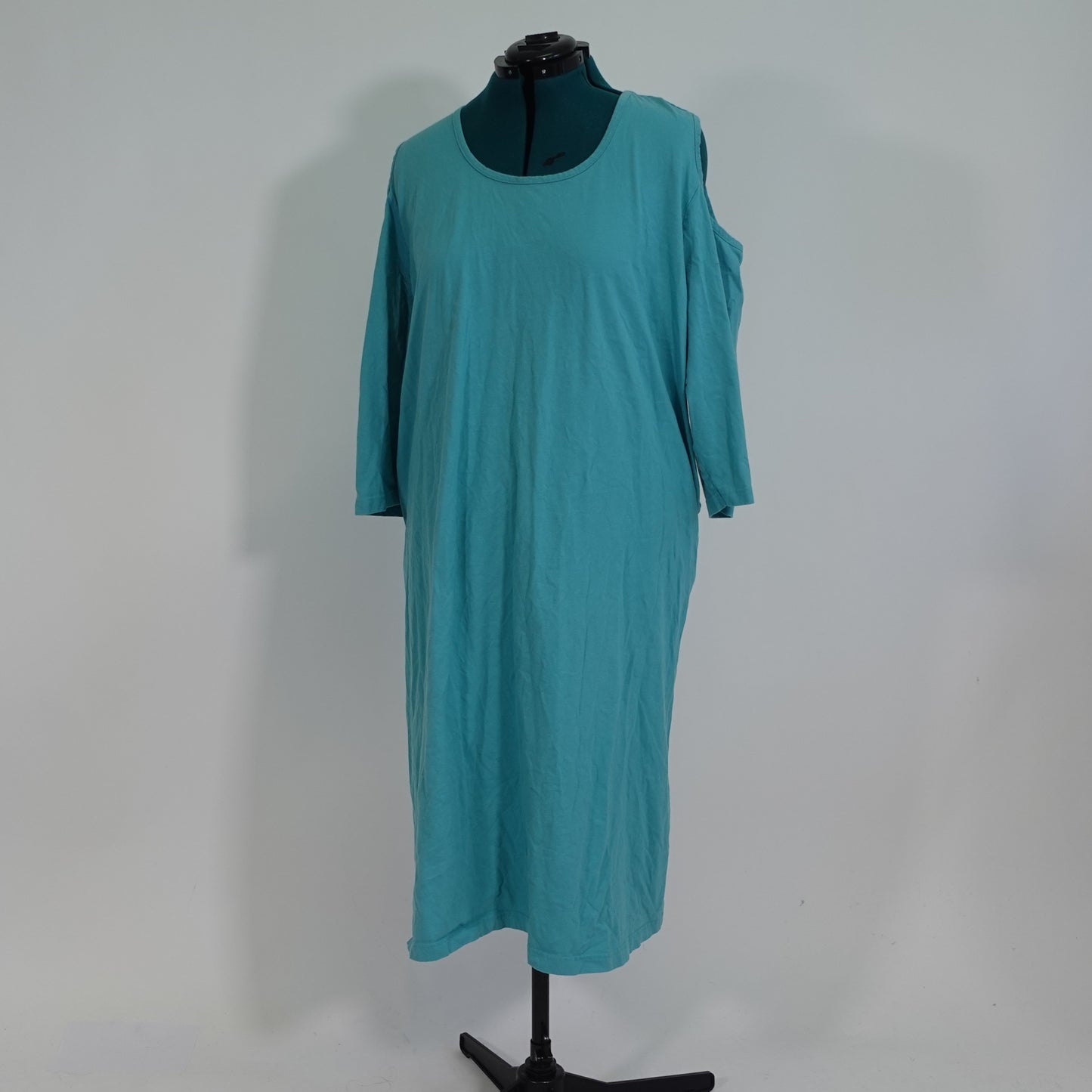 Blue 3/4 Length Sleeve Cold Shoulder Dress