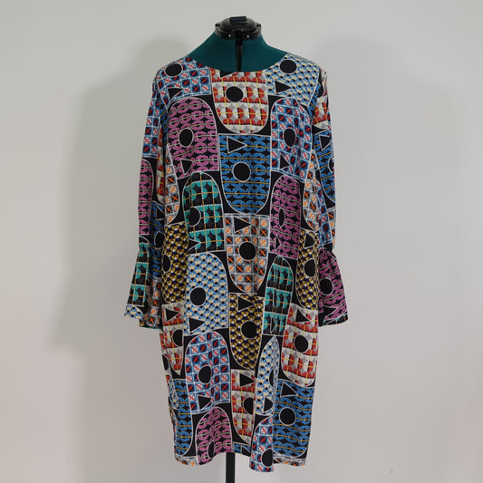 Mod Print Bell Sleeve Dress