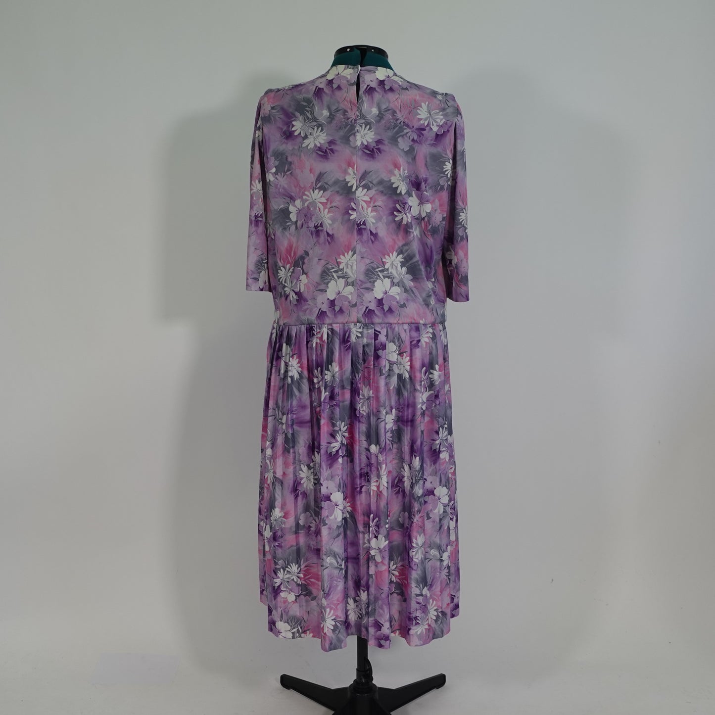 Vintage Purple Floral Drop Waist Dress