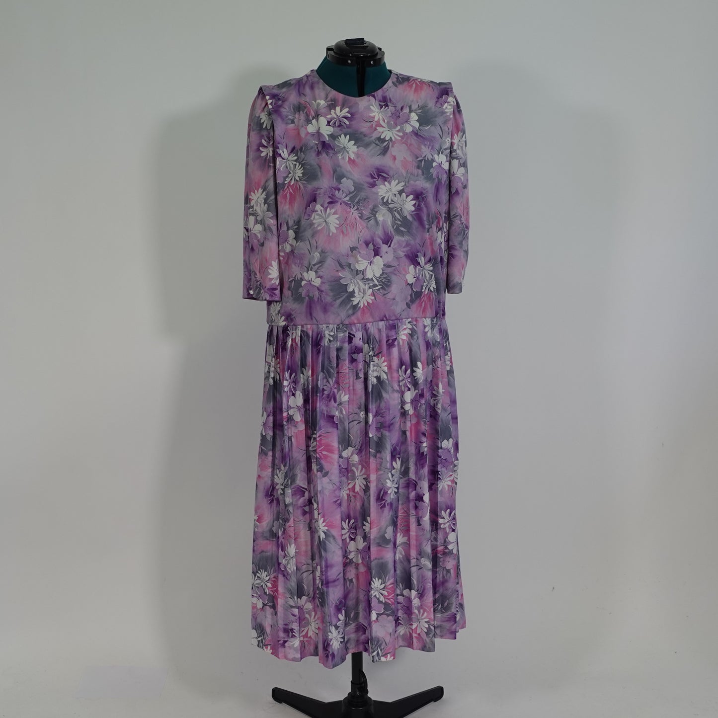 Vintage Purple Floral Drop Waist Dress