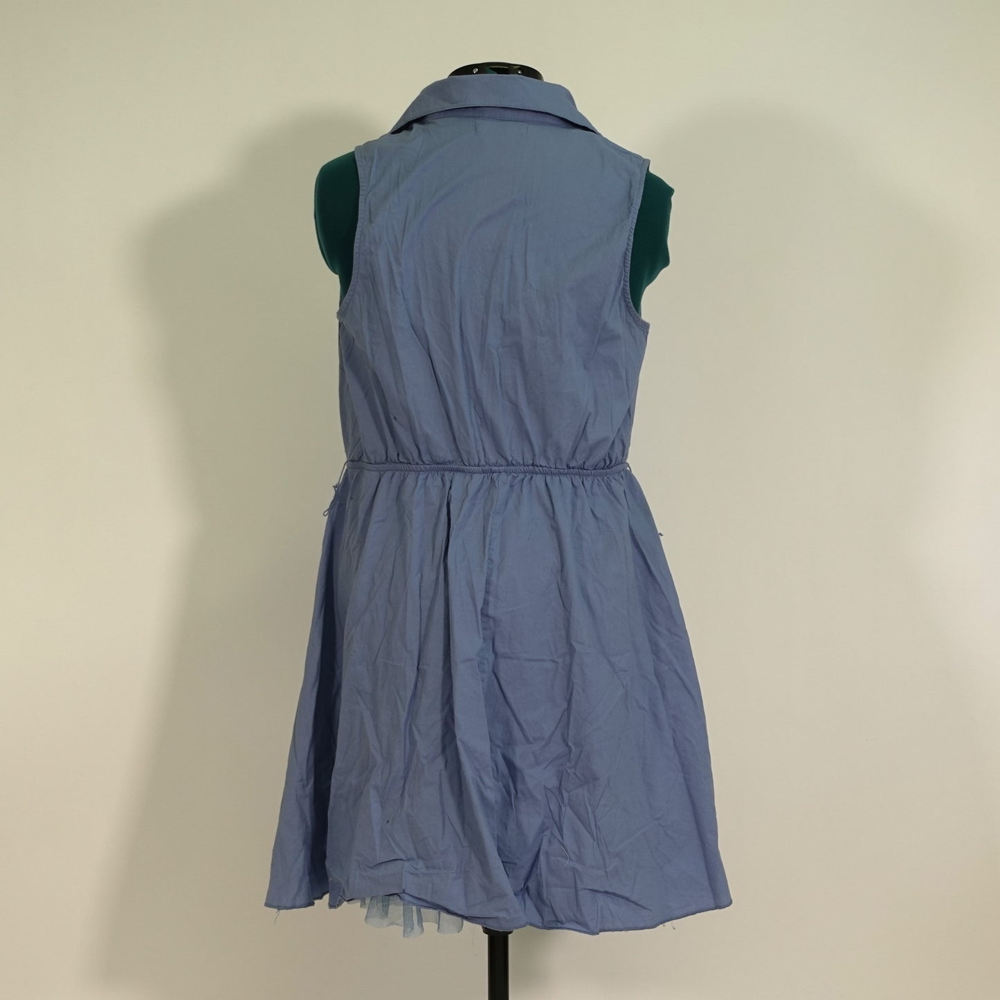 Chambray Sleeveless Ruffle Dress