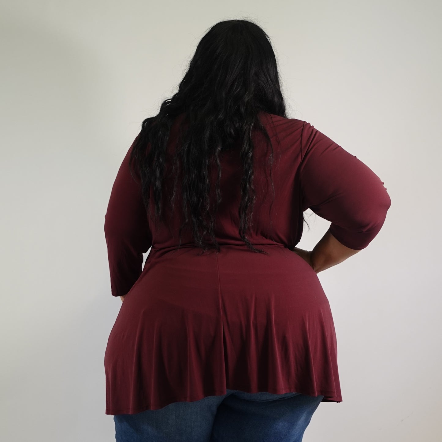 Burgundy Knot Detail Tunic Shirt