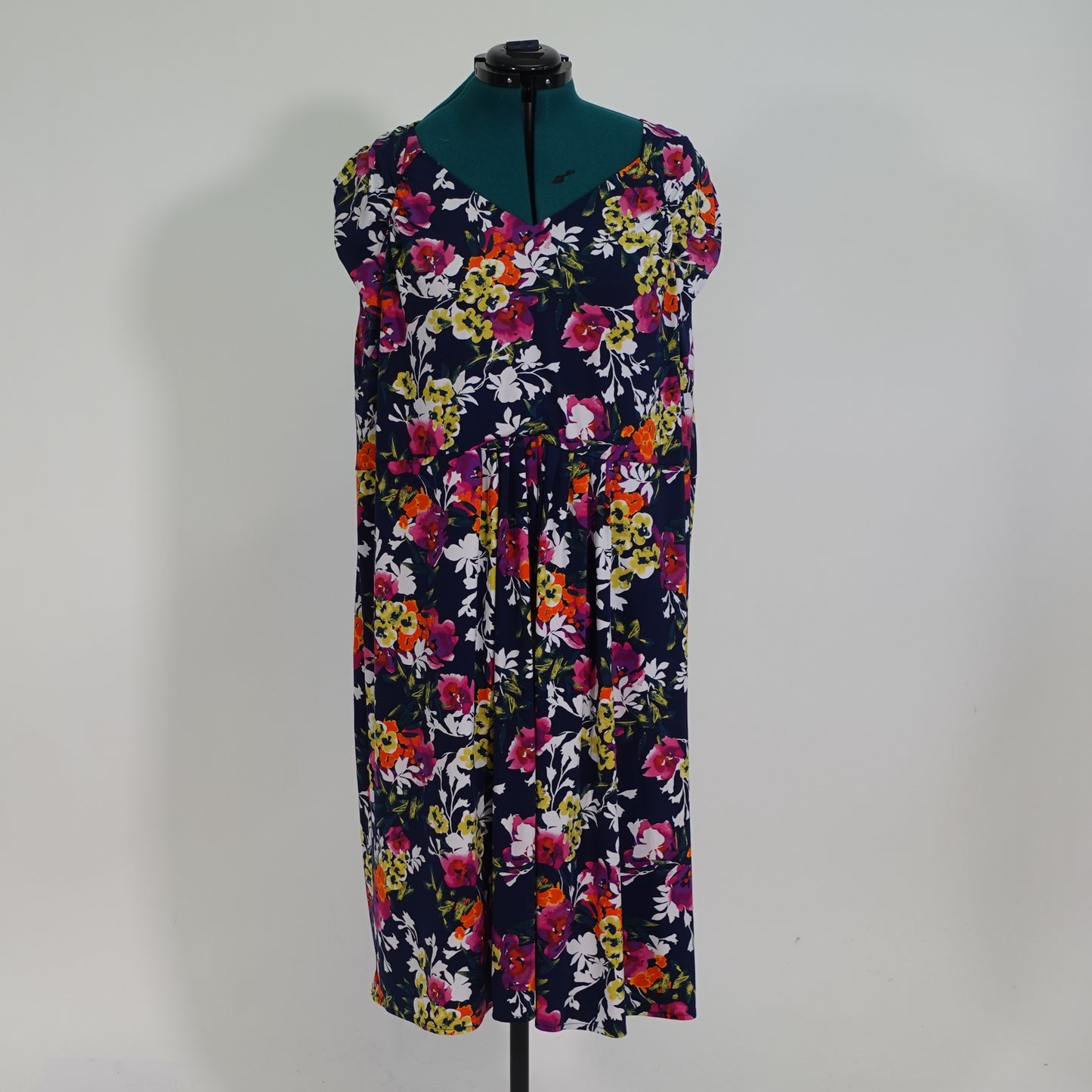 Navy Floral Sleeveless Dress