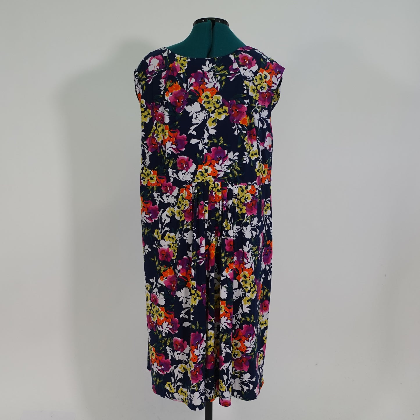 Navy Floral Sleeveless Dress