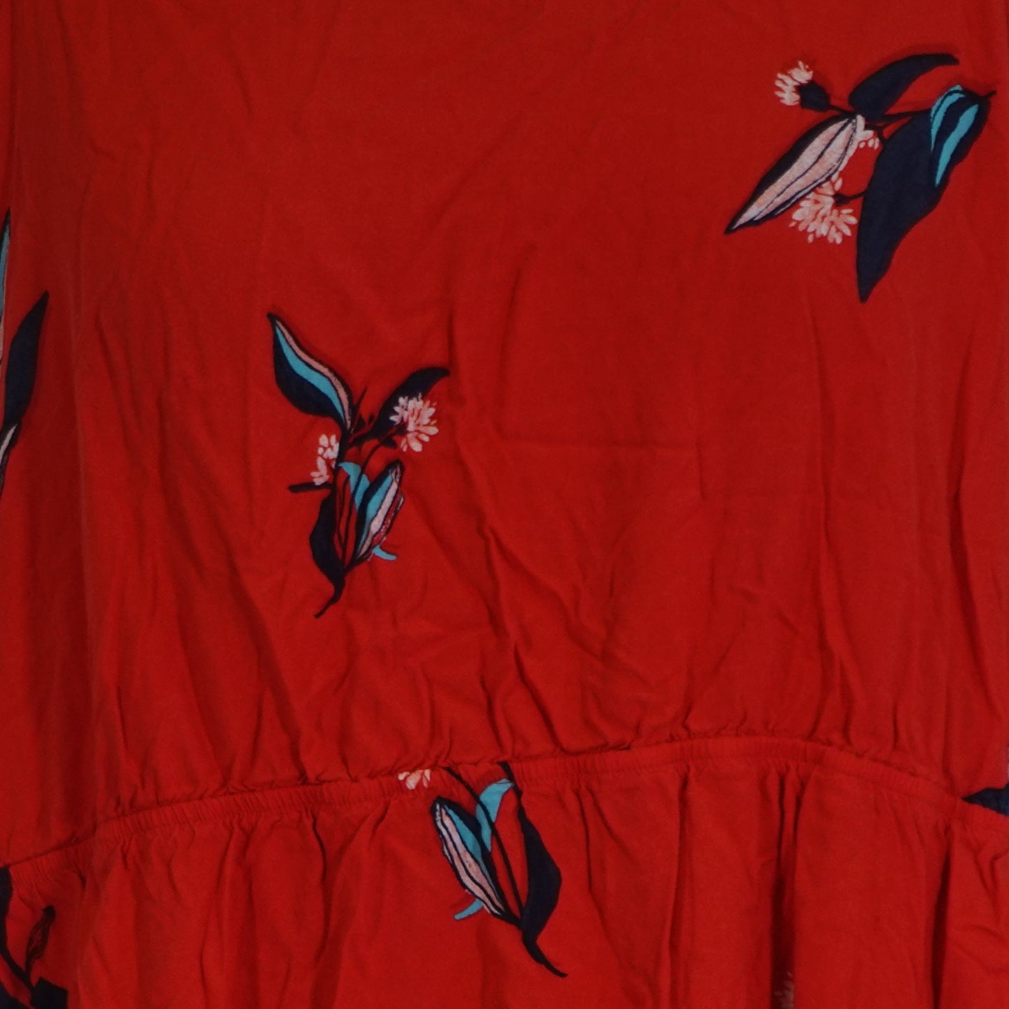 Red Minimalist Floral Print Dress