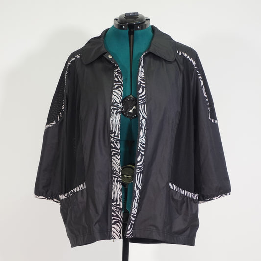 Black, Zebra Print, and Mesh Windbreaker Jacket