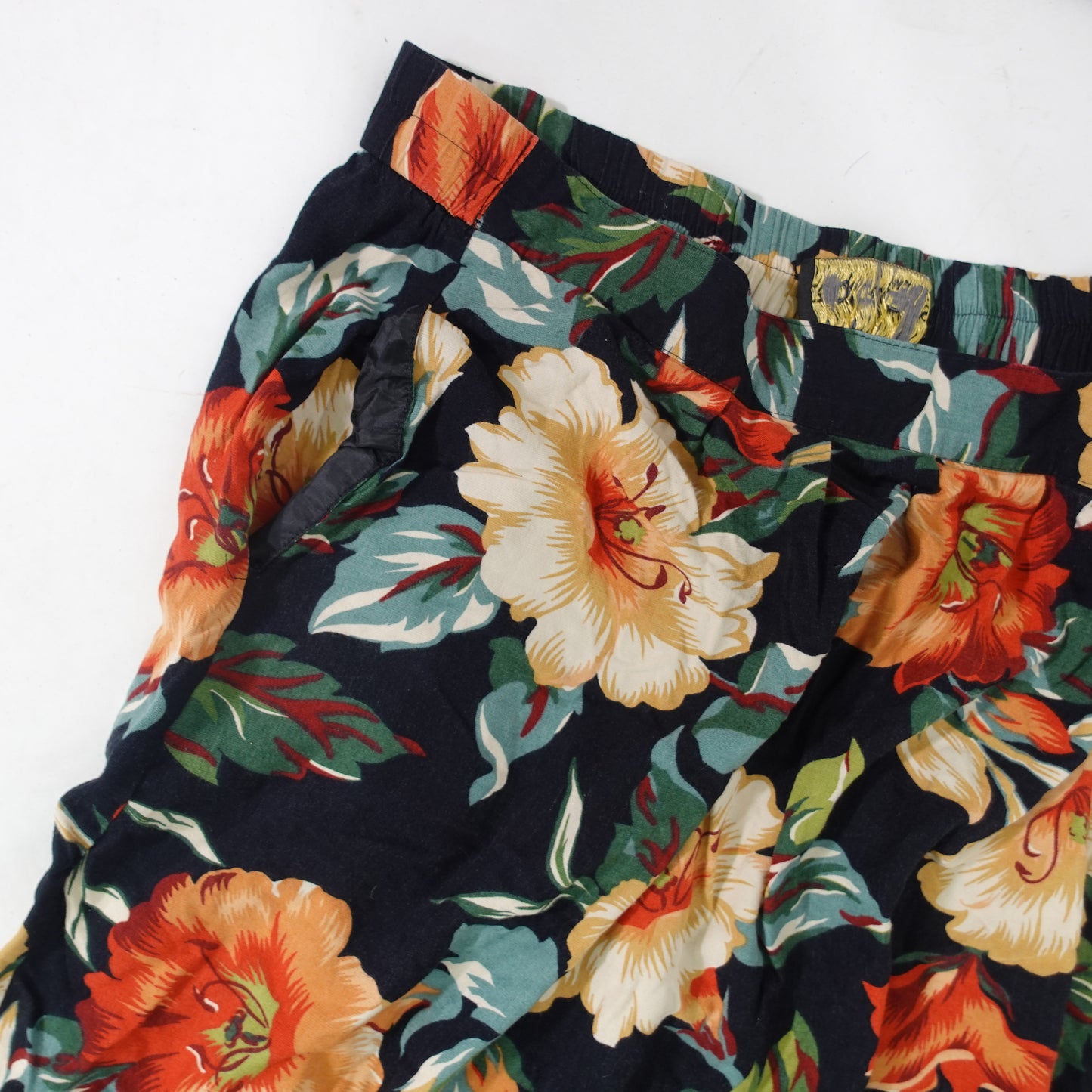 Vintage Black Floral Skirt with Pockets