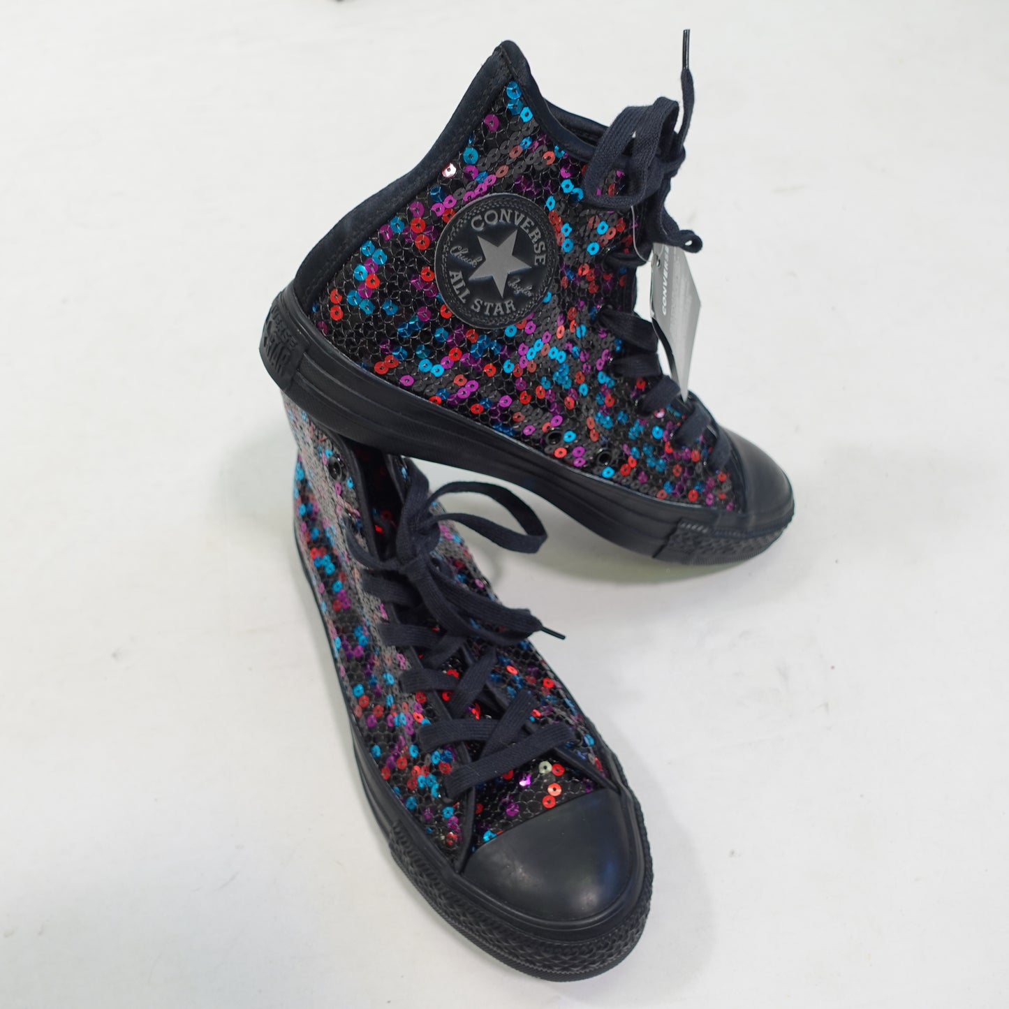 Black and Multi Color Sequin Converse (Size 8) NWT