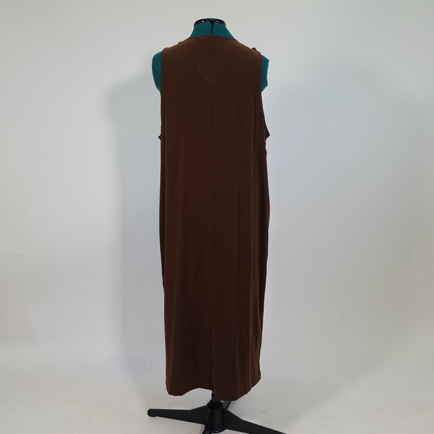 Vintage Brown Sleeveless Dress with Overall Style Details