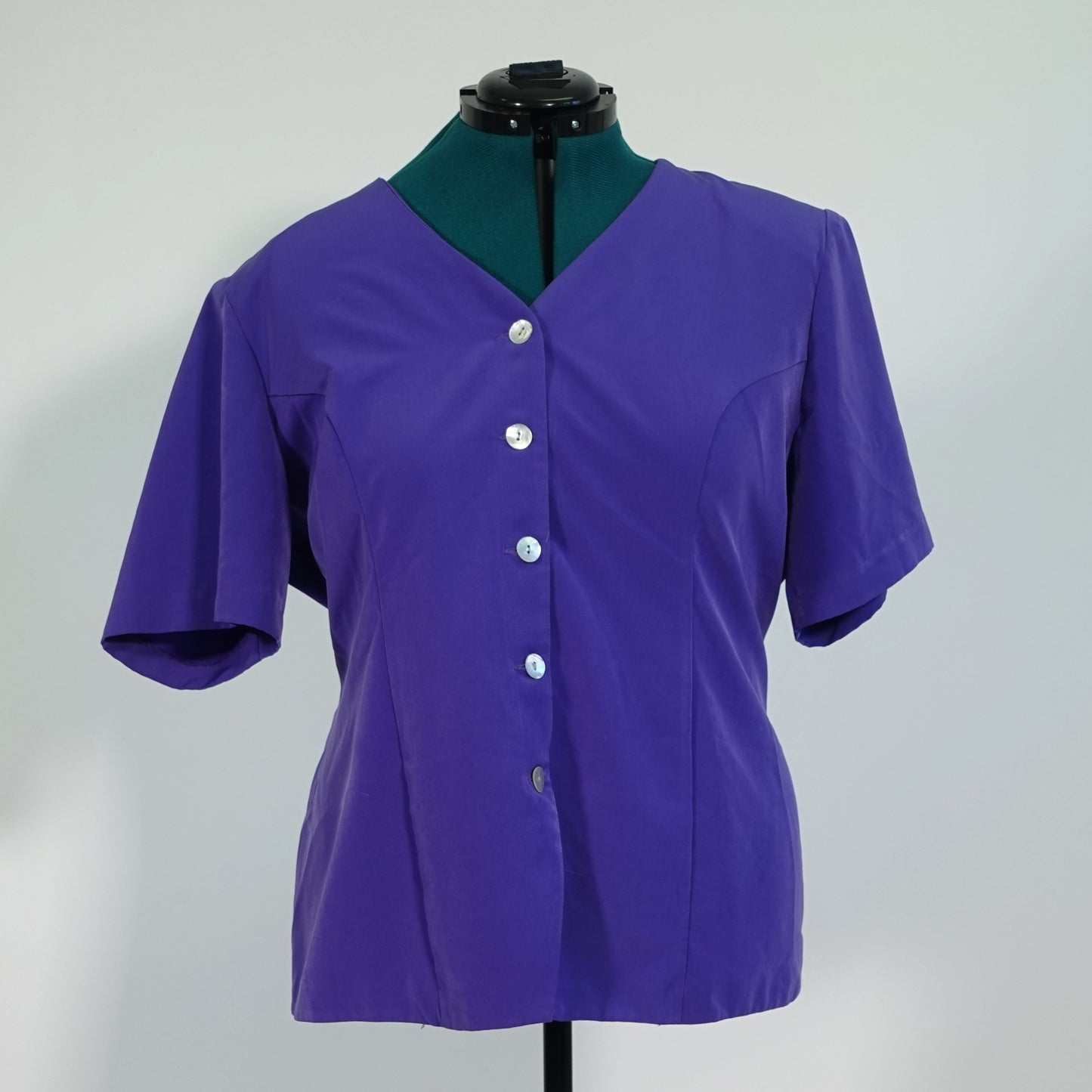 Vintage Purple Short Sleeve Button Up Top