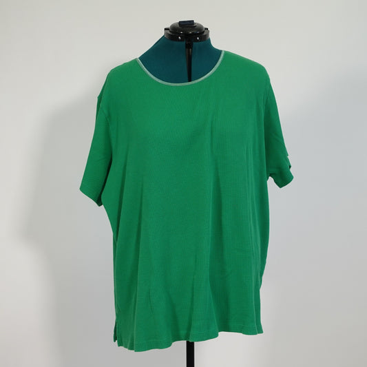 Green Waffle Knit Short Sleeve Top