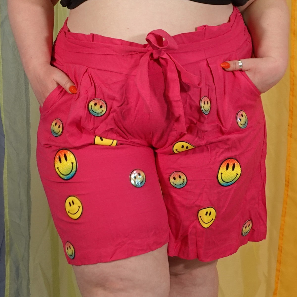 Pink Smiley Face Bermuda Shorts