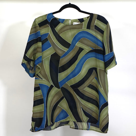 Vintage Abstract Print Short Sleeve Top