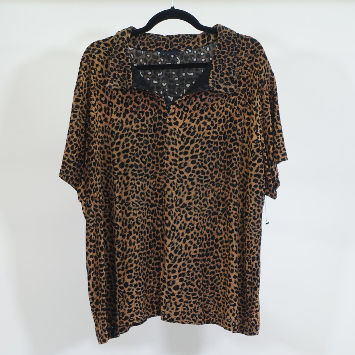 Vintage Cheetah Print 1/4 Zip Polo Shirt