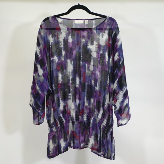 Purple Brushstroke Peplum Top