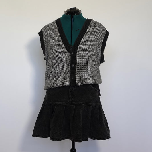 Vintage Black and White Knit Sweater Vest