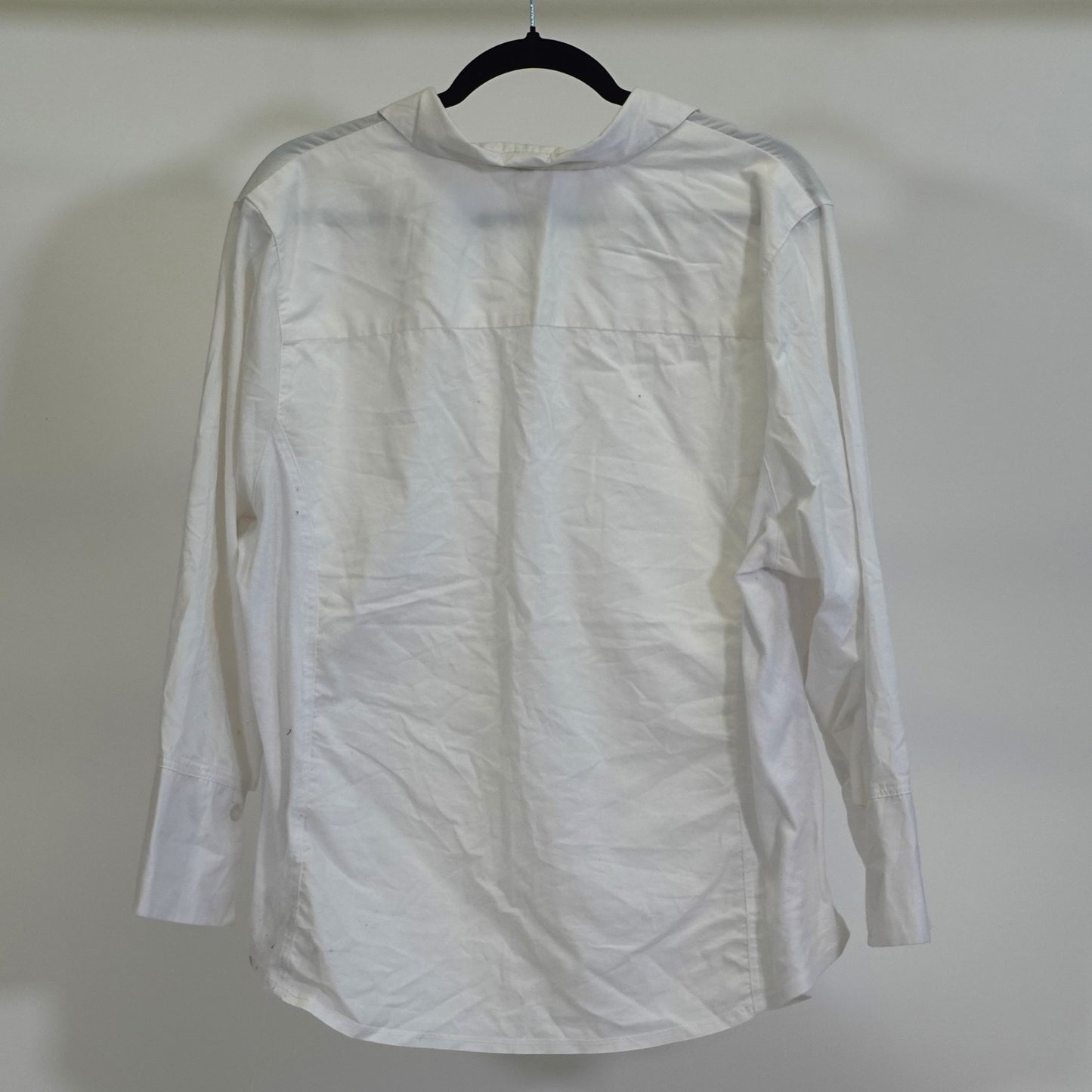 White Pleated Front Button-Up