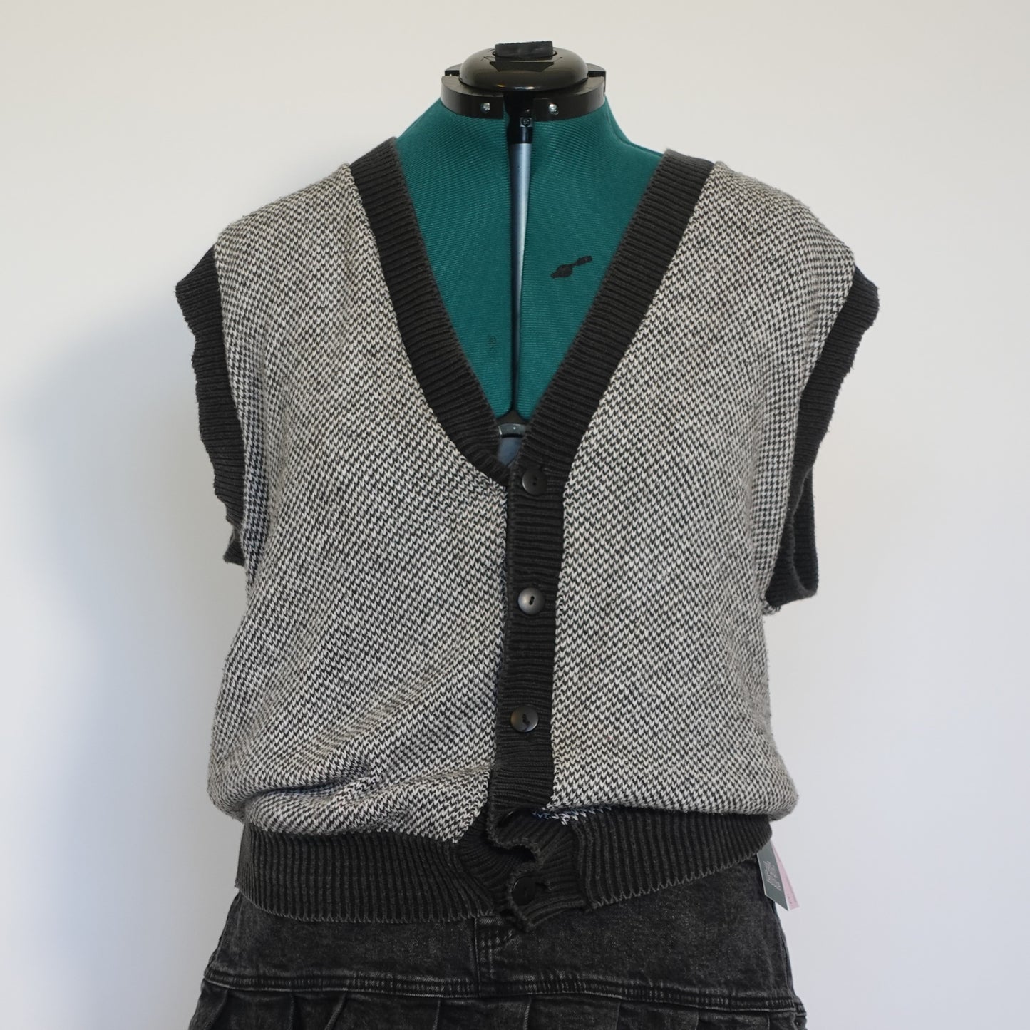 Vintage Black and White Knit Sweater Vest