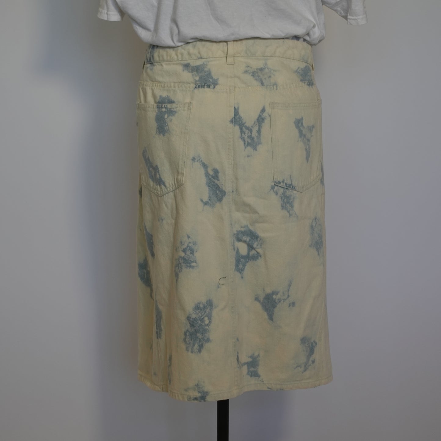 Bleached Denim Midi Skirt