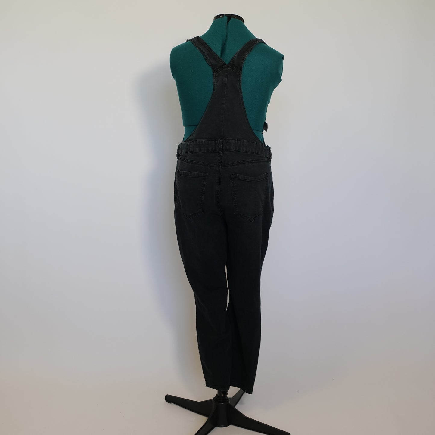 Faded Black Zip Front Denim Overalls