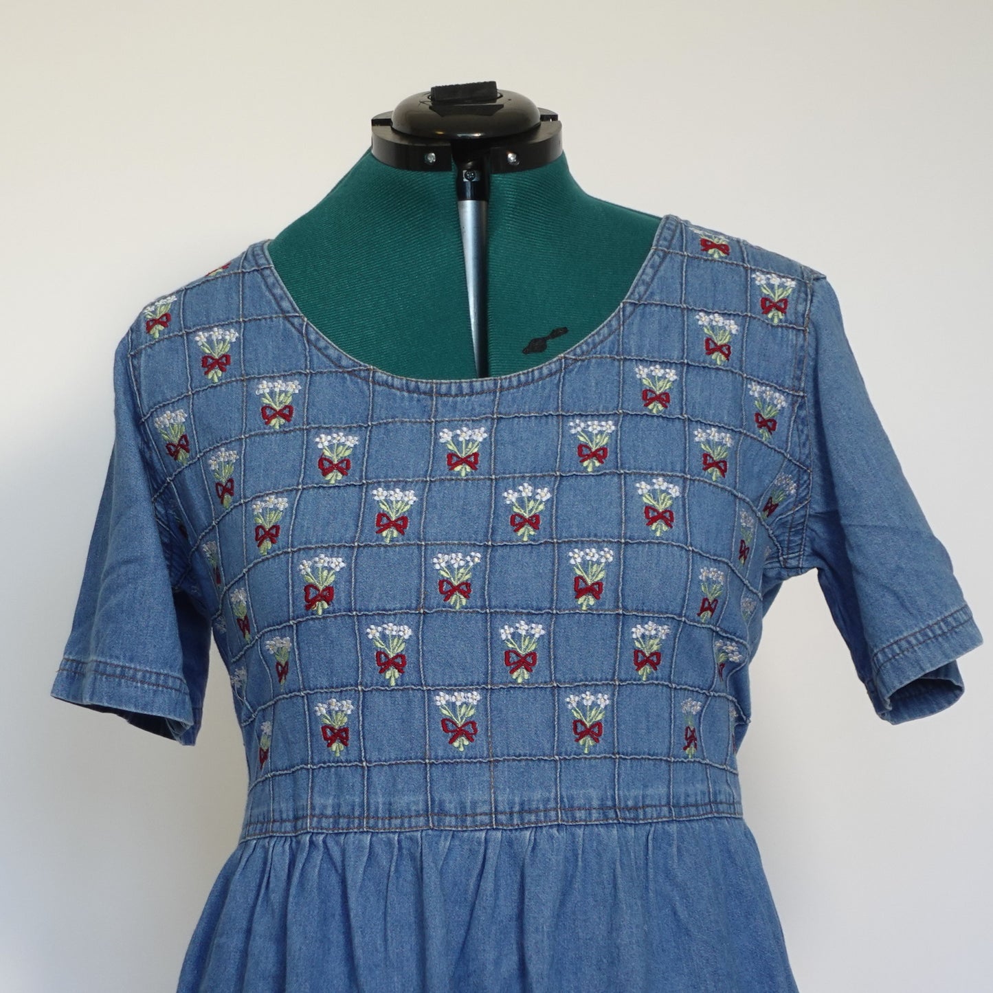 Vintage Sante Embroidered Denim Midi Dress