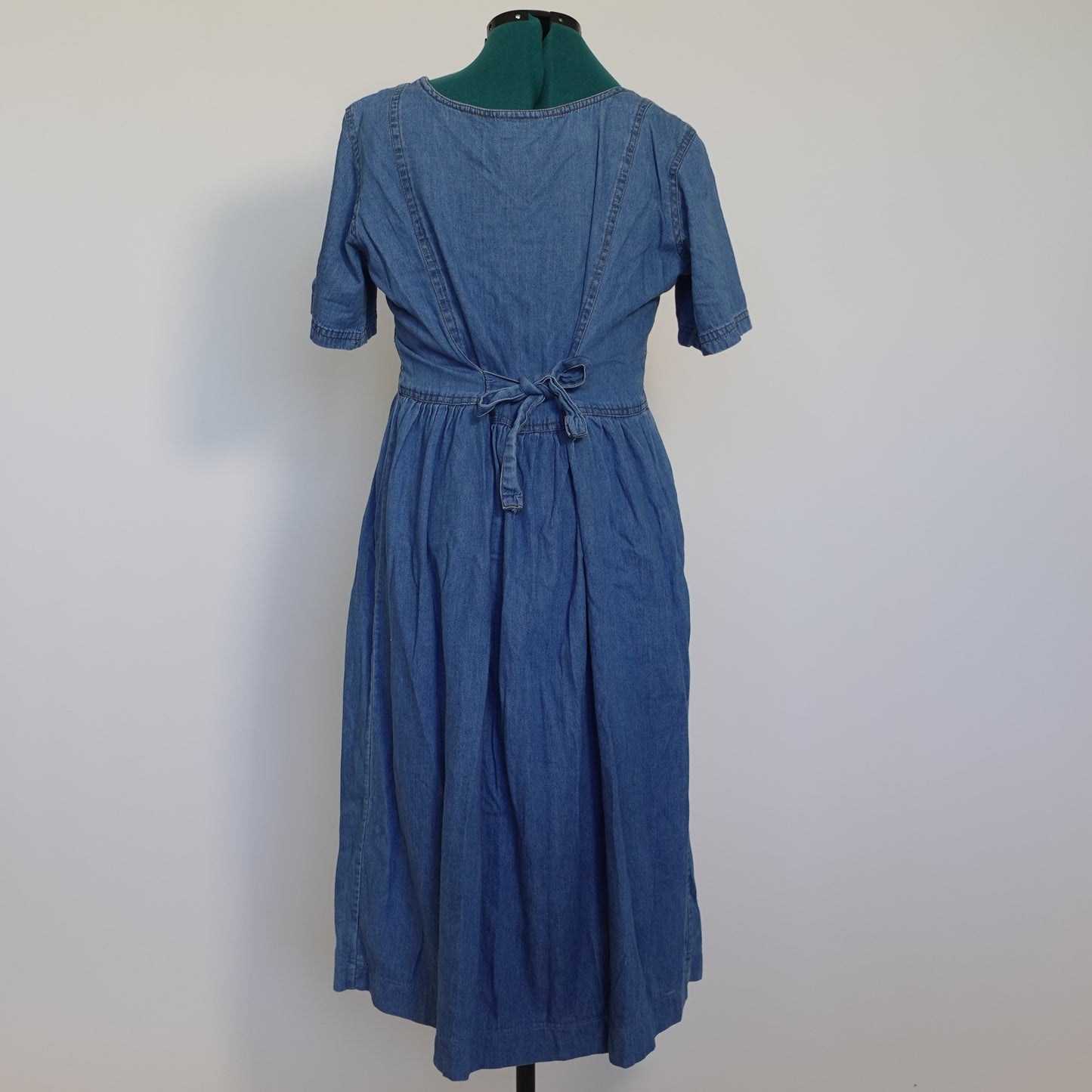 Vintage Sante Embroidered Denim Midi Dress