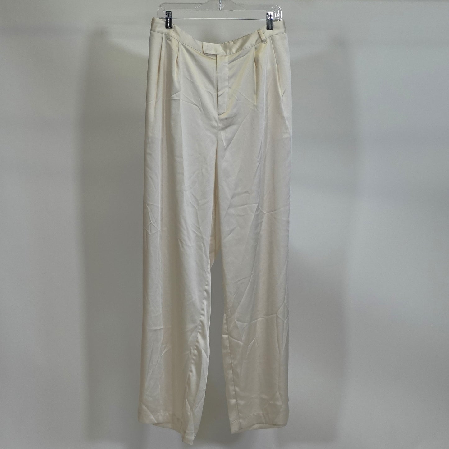 White Satin Pants with Black Side Stripe