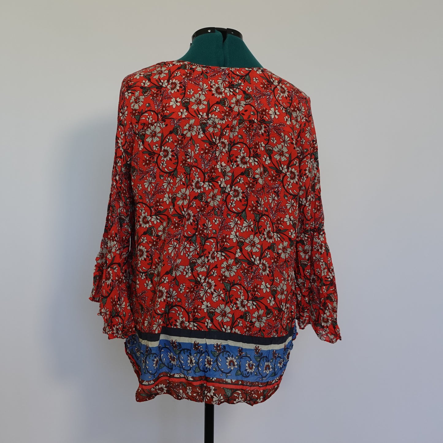 Red Floral Peasant Top