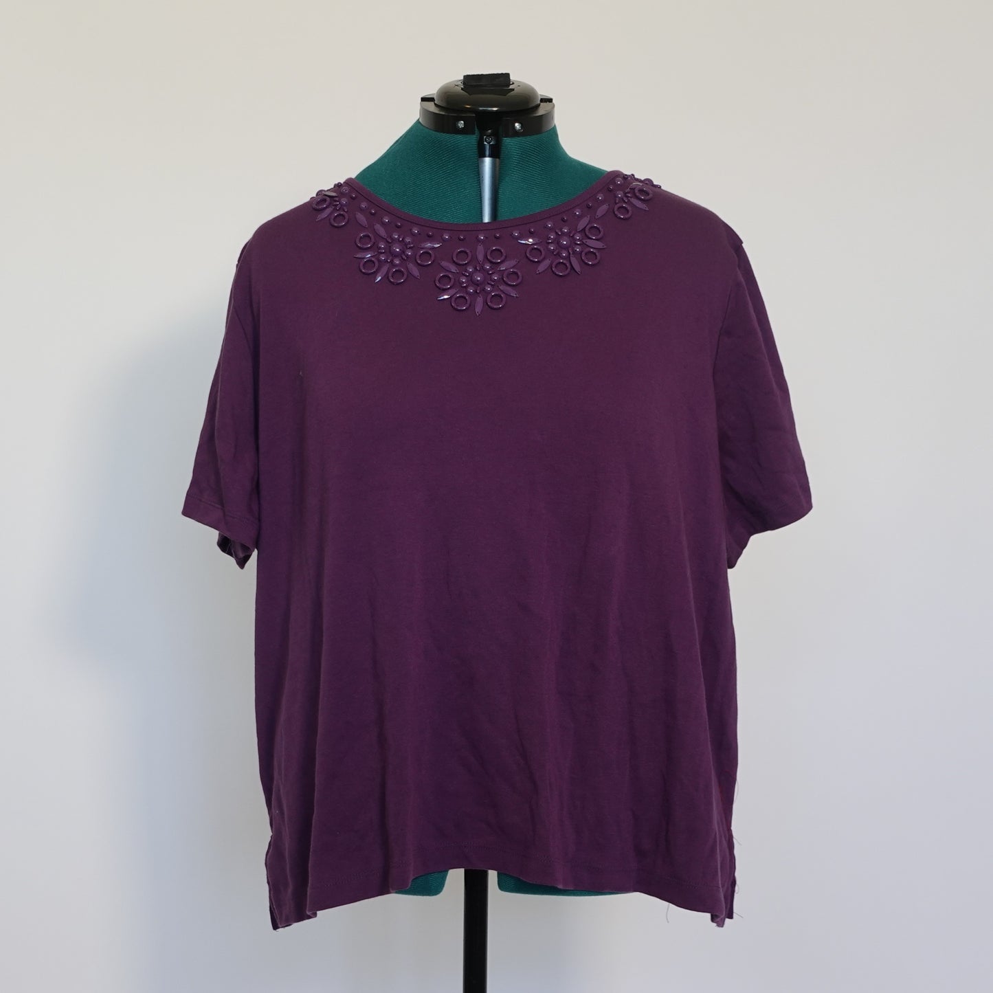 Vintage Purple Top with Beaded Neckline