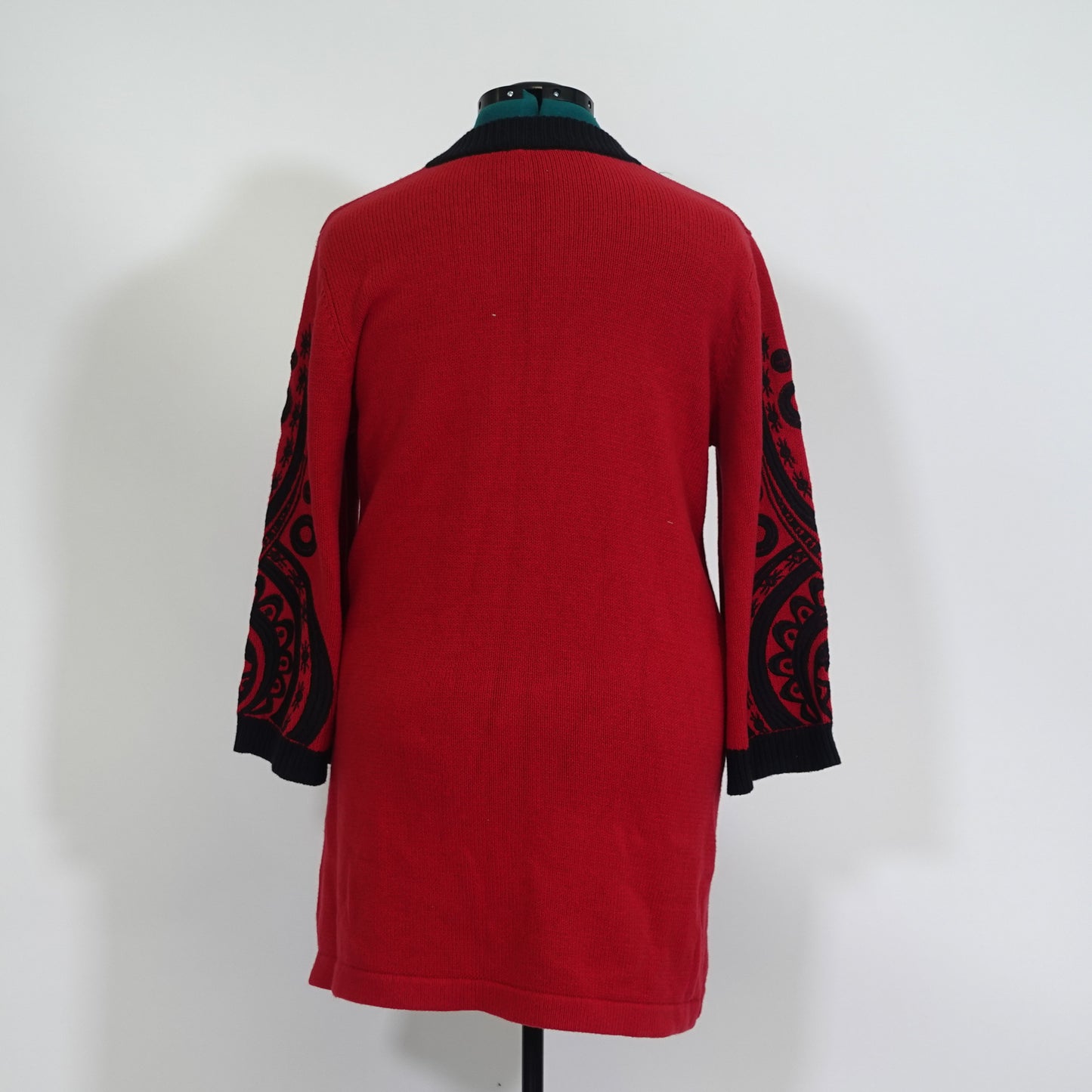 Bob Mackie Red and Black Zip Up Sweater