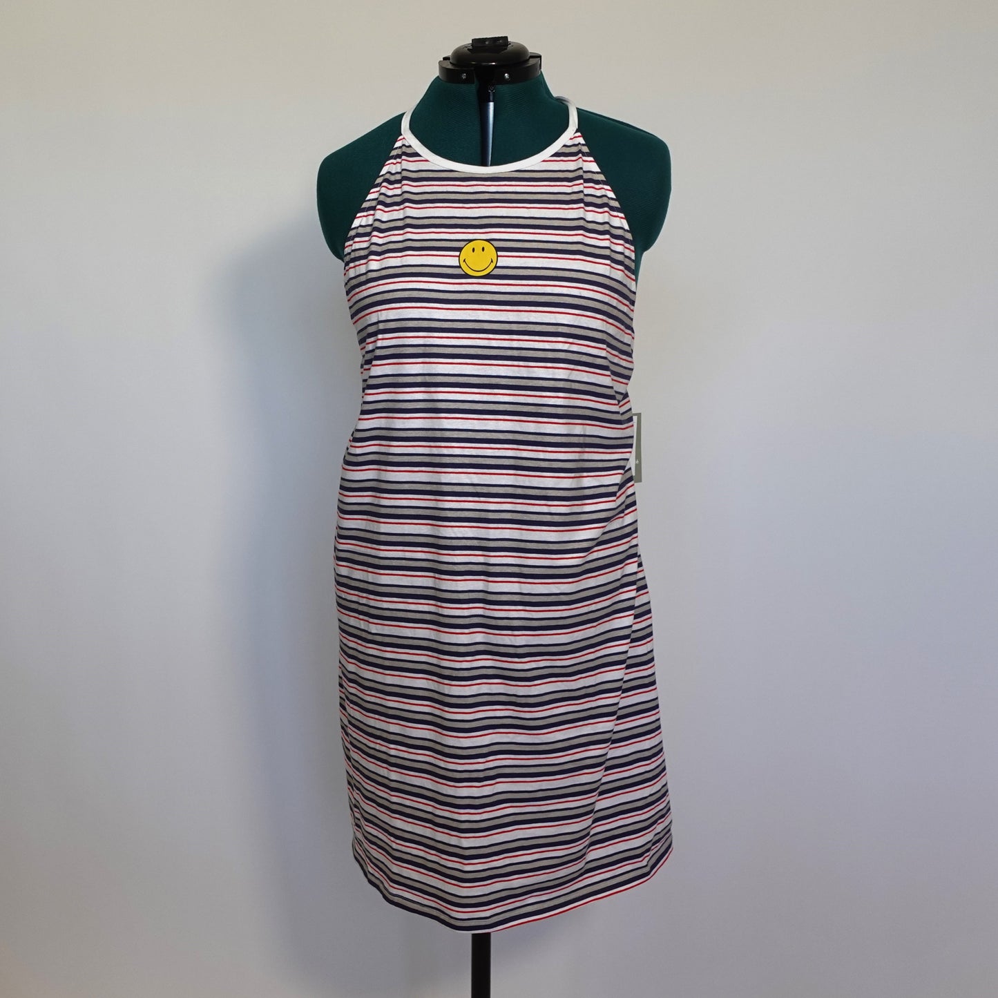 Striped Halter Smiley Face Dress NWT