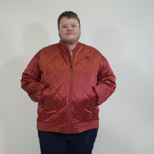 Nike Red Quilted Bomber Jacket