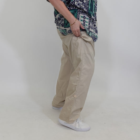 Tan Cargo Pants with Drawstring Waist