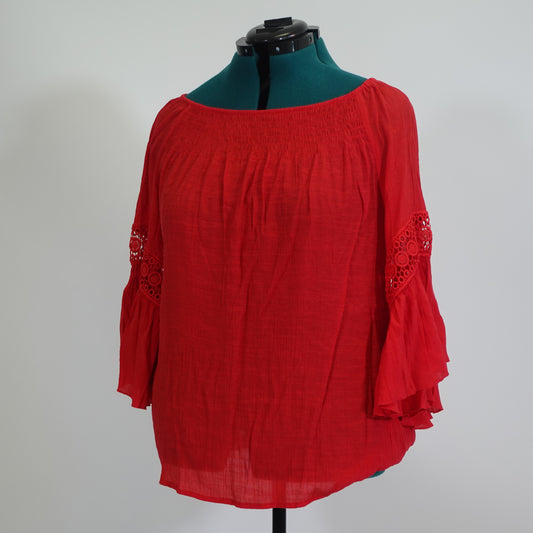 Red Bell Sleeve Top