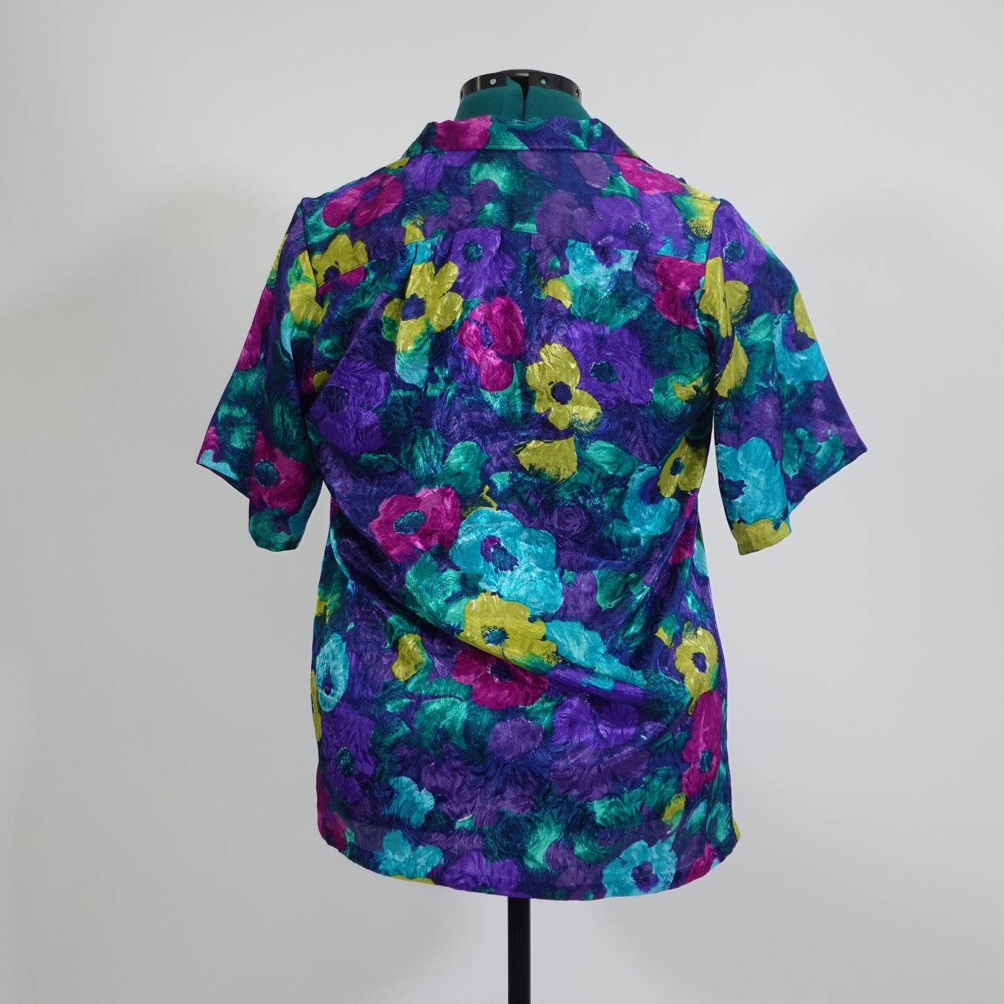 Vintage Silky Floral Short Sleeve Button Up