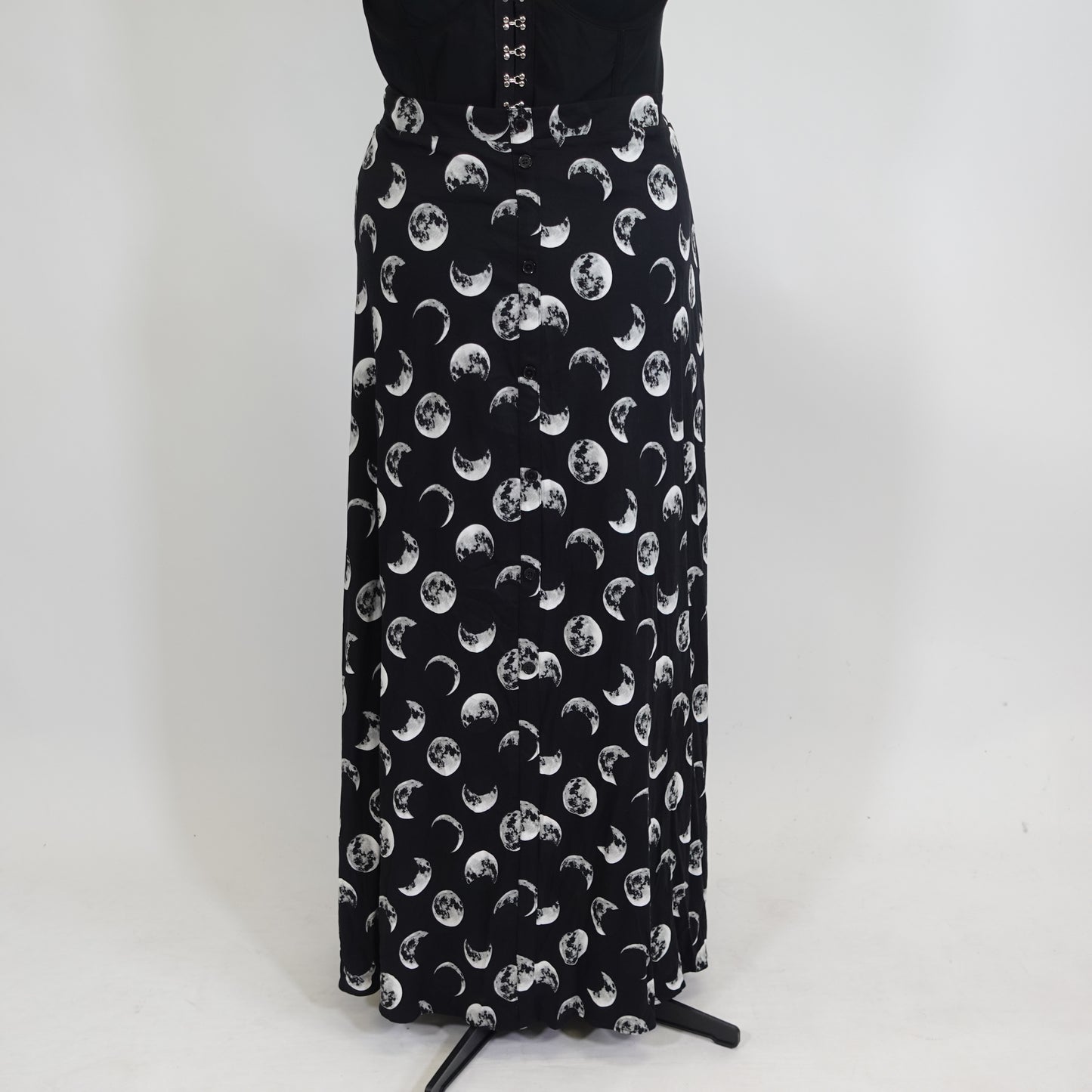 Moon Phases Faux Button Front Maxi Skirt