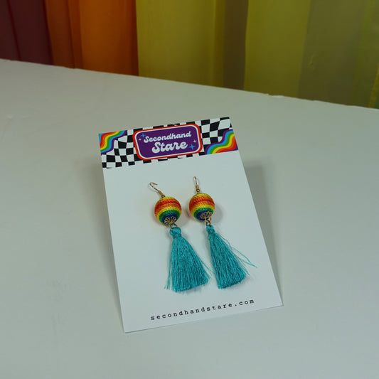 Rainbow and Tassel Drop Earrings