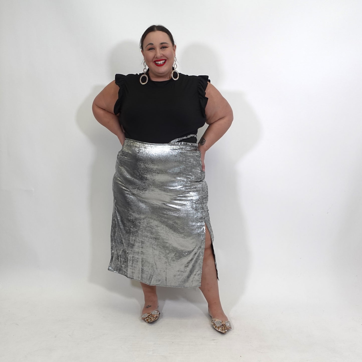 Silver Metallic Slip Skirt NWT