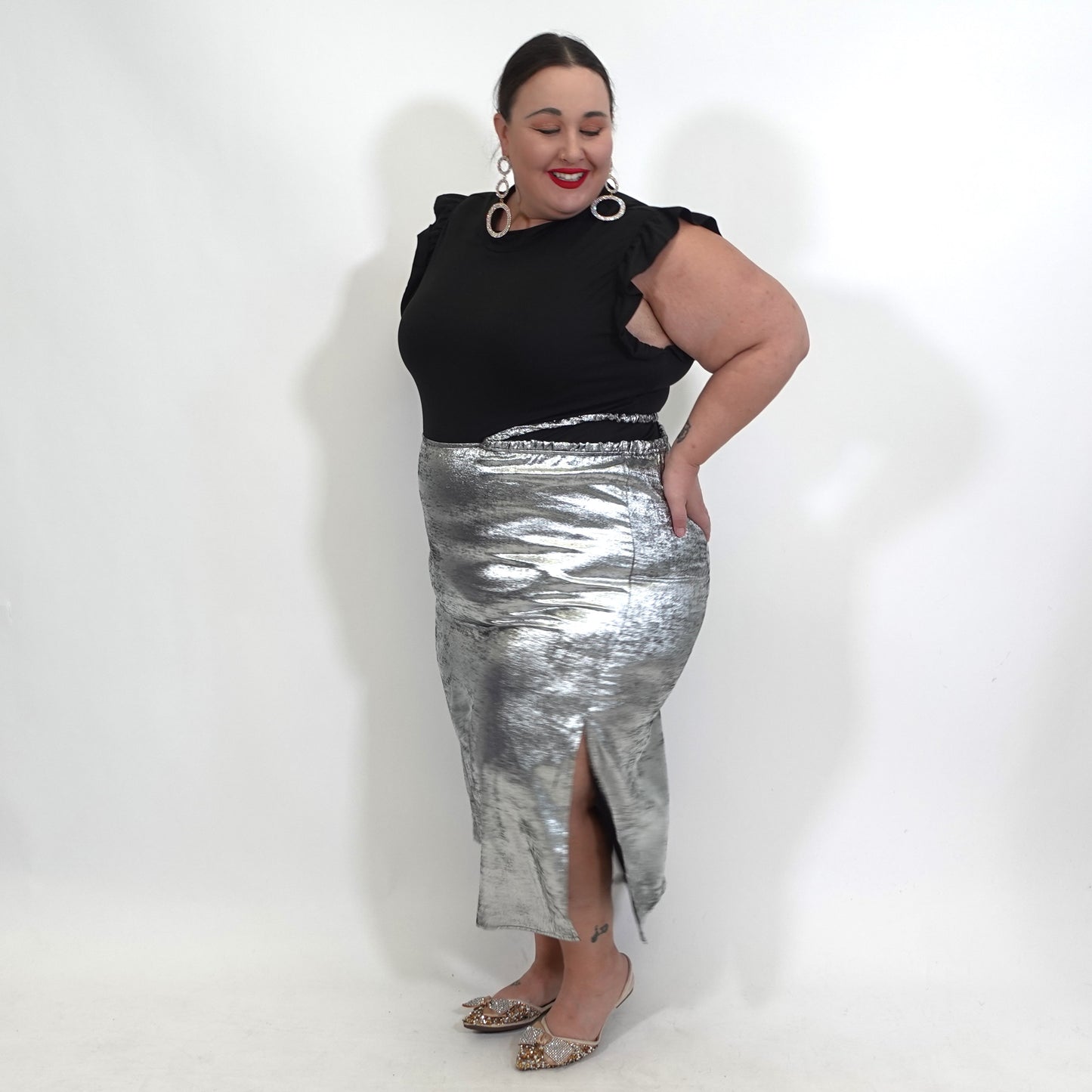 Silver Metallic Slip Skirt NWT