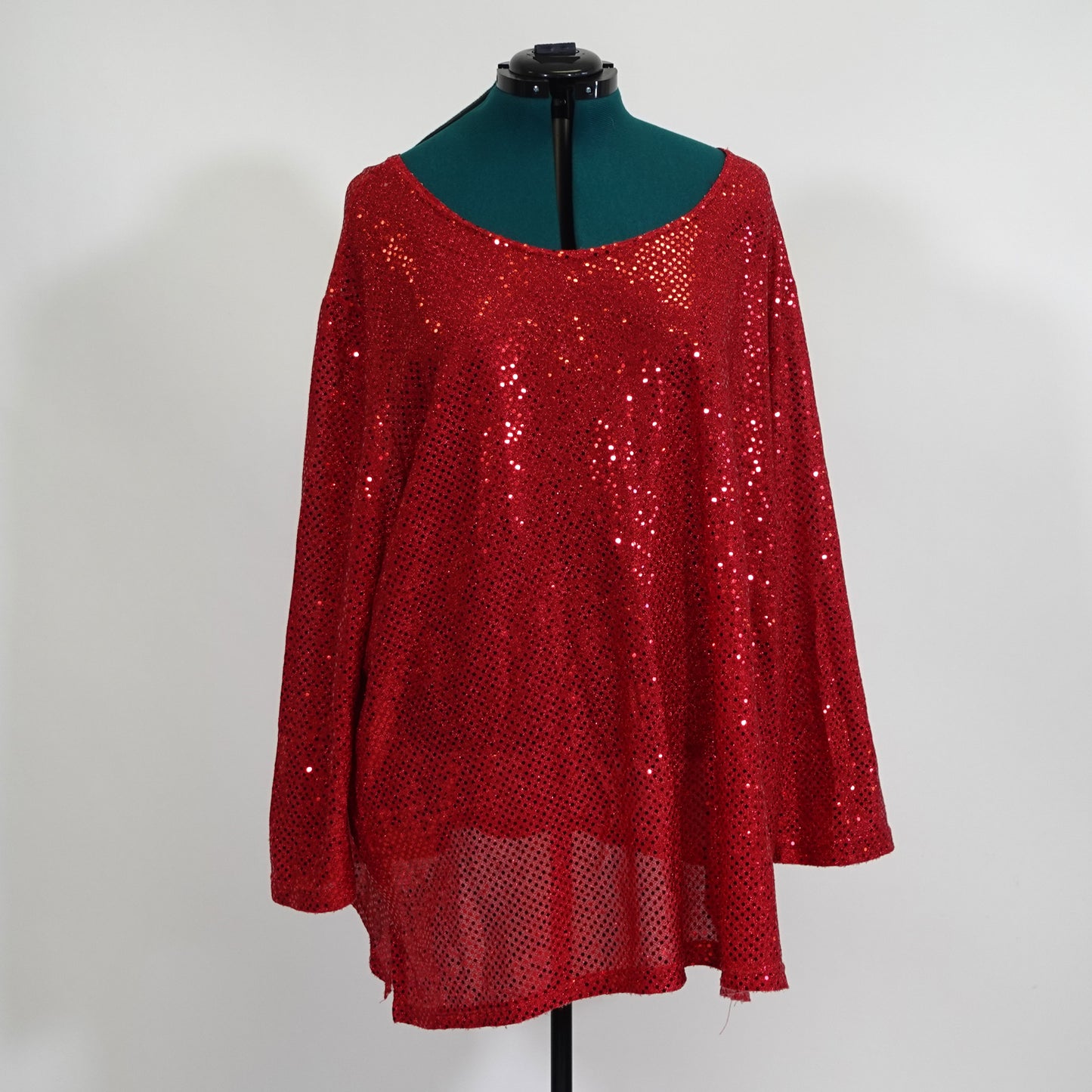 Red Sequin Long Sleeve Top