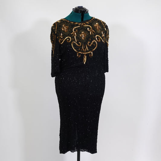 Vintage Black and Gold Beaded Dress