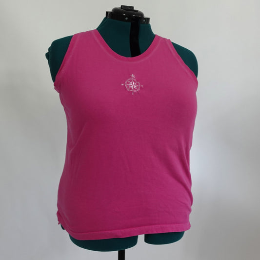 Vintage Pink Tank with White Embroidered Compass