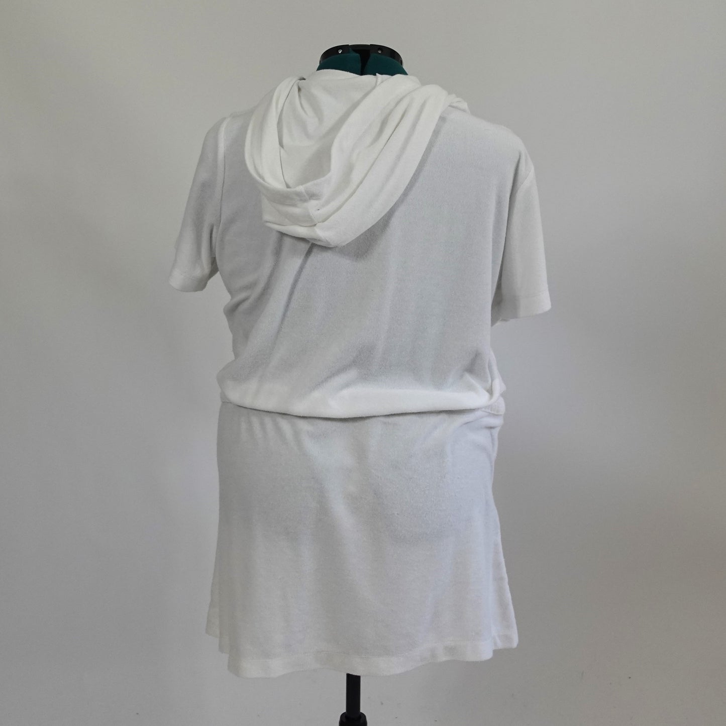 White Terrycloth Zip Up Coverup Dress